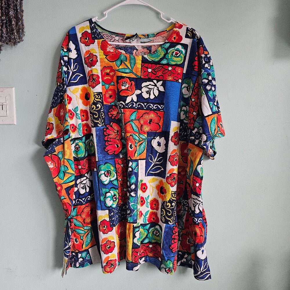 Nu Venture Loud Flower Print T-Shirt Size 4X